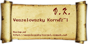 Veszelovszky Kornél névjegykártya